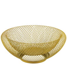 Fructiera rotunda aurie CULINARO WICKED, D25xh13cm, plasa metal, cu pereti dubli