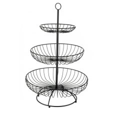Fructiera rotunda neagra cu 3 niveluri CULINARO CHARM, D30/D25/D16,5xh48cm, metal