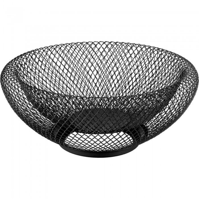 Fructiera rotunda neagra CULINARO WICKED, D25xh13cm, plasa metal, cu pereti dubli