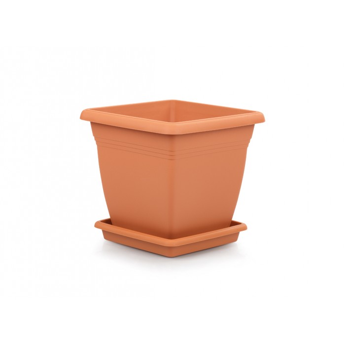 Ghiveci patrat pentru flori SERINOVA VILA 32x32xh30cm 17l culoare cafea