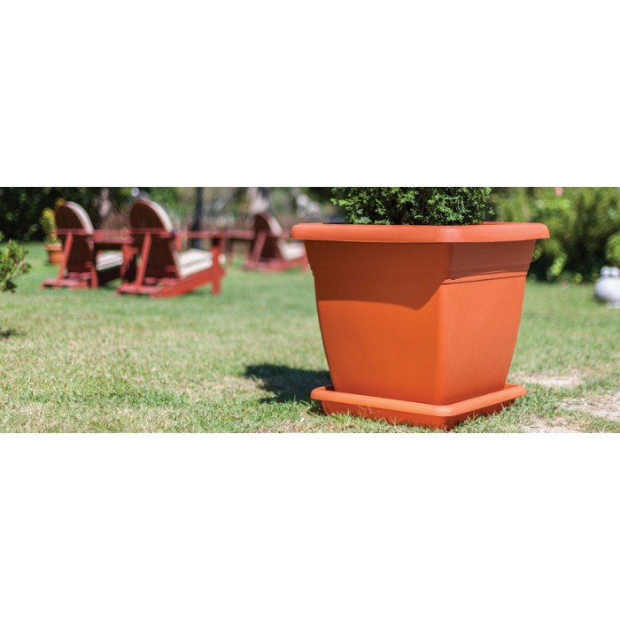 Ghiveci patrat pentru flori SERINOVA VILA 32x32xh30cm 17l culoare cafea