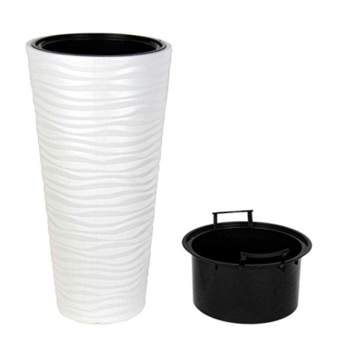 Ghiveci flori 30xh57cm, 5,5lt, 2 piese, alb