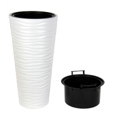 Ghiveci flori 40xh80cm, 13,7lt, 2 piese, alb