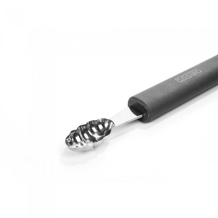 Lingura pariziana cu model stridie, pentru decorat fructe/legume, PIRGE GASTRO, inox, maner gri
