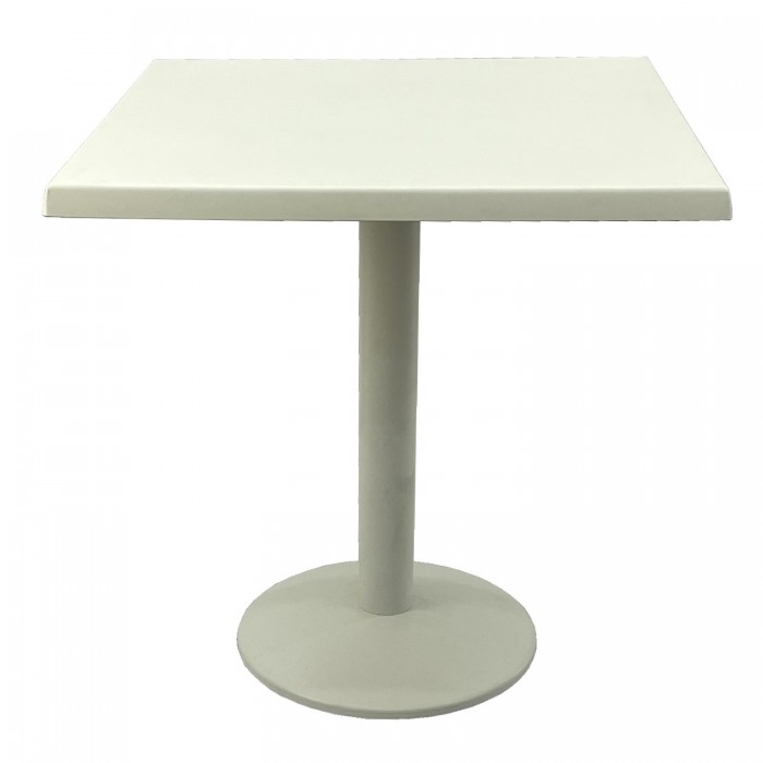Masa bistro patrata 70x70xh74cm Raki Uni Art, blat werzalit si baza din metal alba