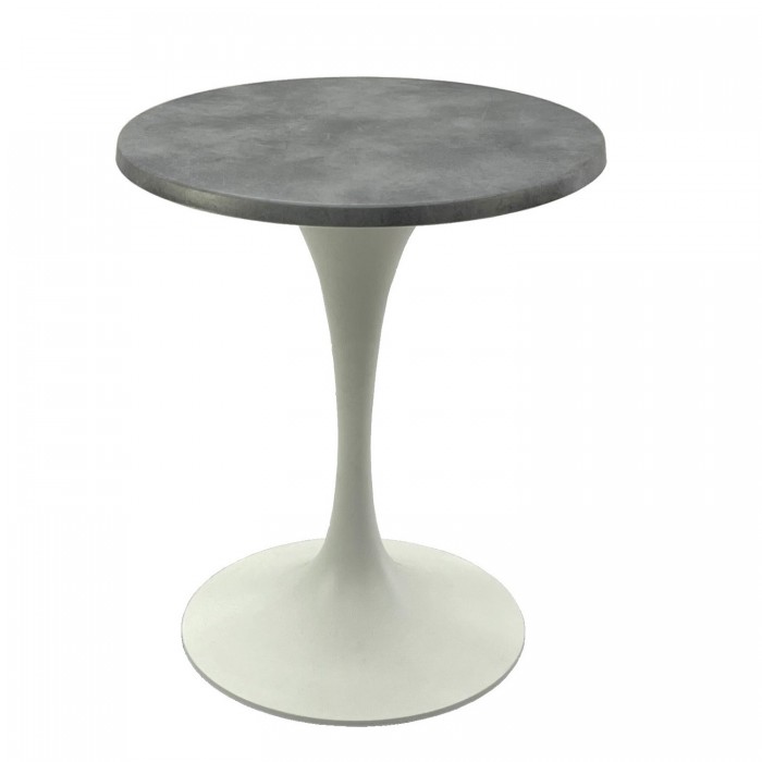 Masa bistro rotunda D60xh74cm Raki Copperfield, blat werzalit si baza metalica alba