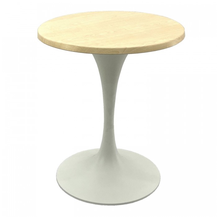 Masa bistro rotunda D60xh74cm Raki Maple, blat werzalit si baza metalica alba