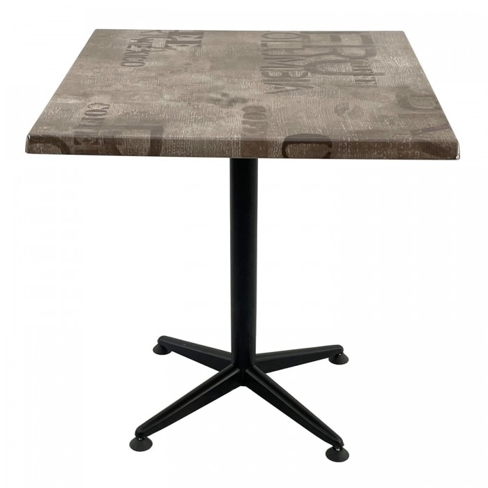 Masa cafenea/restaurant patrata 70x70xh74cm Raki Brown Coffee Sack, blat werzalit si picior negru metalic
