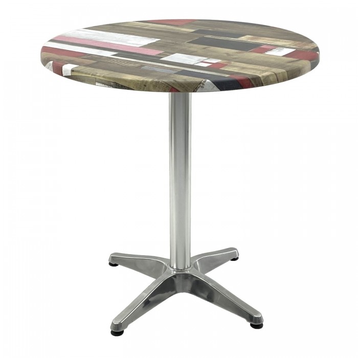 Masa cofetarie rotunda D70xh74cm Raki Redden Wood, blat werzalit si baza din aluminiu