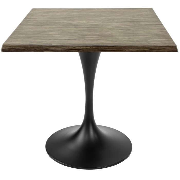 Masa de restaurant patrata Raki Dark Seagrass, 80x80xh74cm, blat werzalit si picior metalic negru cu baza rotunda 50cm