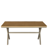 Masa gradina dreptunghiulara RAKI LOGAN PLASTIC WOOD NATURAL, 160x90xh76cm, cadru metalic, blat plastic aspect lemn natur