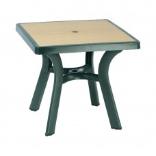 Masa gradina patrata SIESTA VIVA, 80x80xh72cm, plastic, verde cu decor lemn