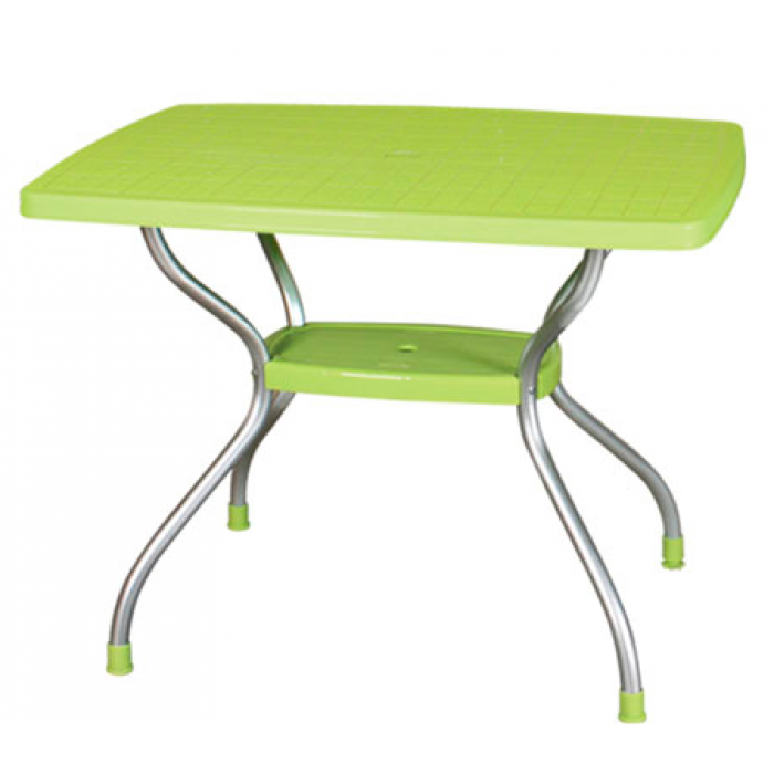 Masa gradina, terasa dreptunghiulara RAKI VEGA, 100x70xh73cm, verde, blat plastic, picioare aluminiu