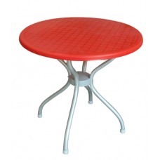Masa gradina/terasa rotunda rosie RAKI BETA, D80xh72,5cm, blat polipropilena, picioare aluminiu