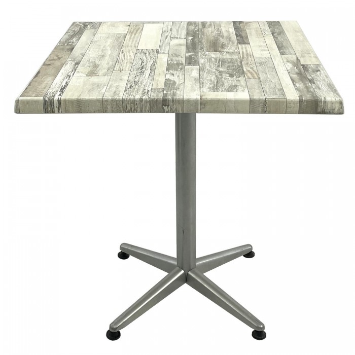 Masa patrata pentru cafenea/bistro 70x70xh74cm, Raki White Block, blat werzalit si picior metalic gri