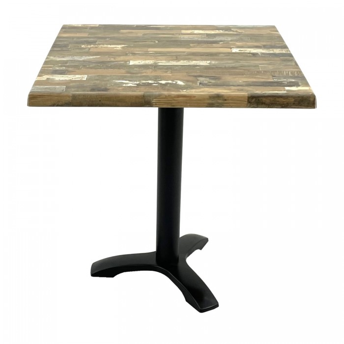 Masa patrata pentru restaurant/cafenea 80x80xh74cm, Raki Maracaibo, blat werzalit si picior negru din metal
