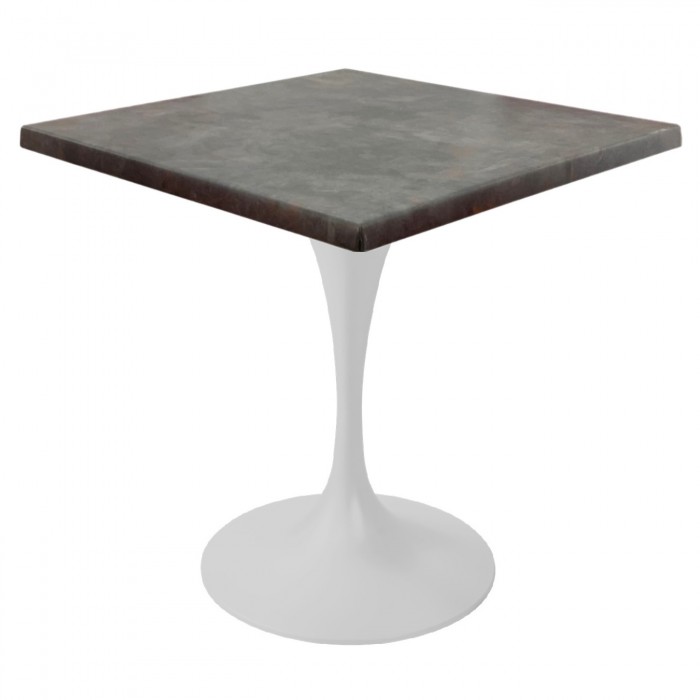 Masa patrata pentru restaurant/cafenea/bistro Raki Metalic Oxid, 80x80xh74cm, blat werzalit si picior metalic alb cu baza rotunda 50cm