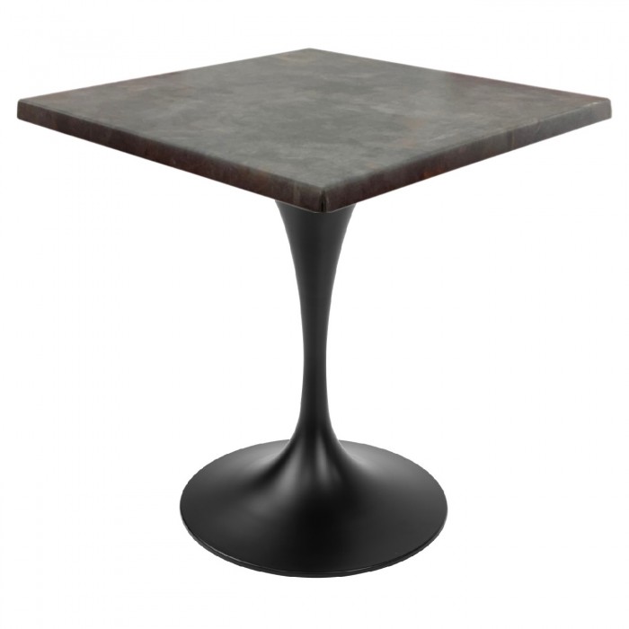 Masa patrata pentru restaurant/cafenea/bistro Raki Metalic Oxid, 80x80xh74cm, blat werzalit si picior metalic negru cu baza rotunda 50cm