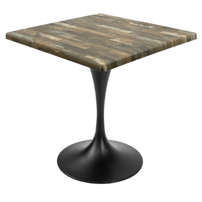 Masa patrata pentru restaurant/cafenea Raki Maracaibo, 80x80xh74cm, blat werzalit si picior metalic negru cu baza rotunda 50cm