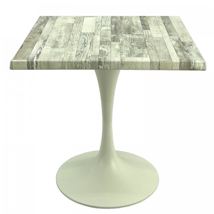 Masa patrata pentru terasa/restaurant 80x80xh74cm, Raki White Block, blat werzalit si baza metalica alba