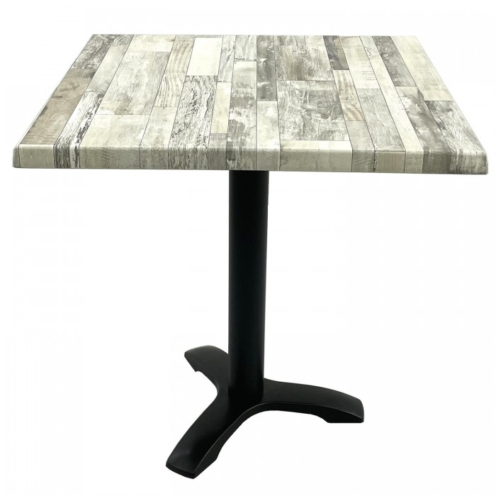 Masa patrata pentru terasa/restaurant 80x80xh74cm, Raki White Block, blat werzalit si picior negru din metal
