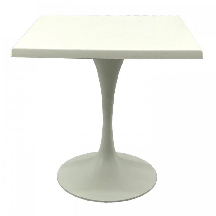 Masa patrata restaurant 80x80xh74cm Raki Uni Art, blat werzalit si baza metalica alba
