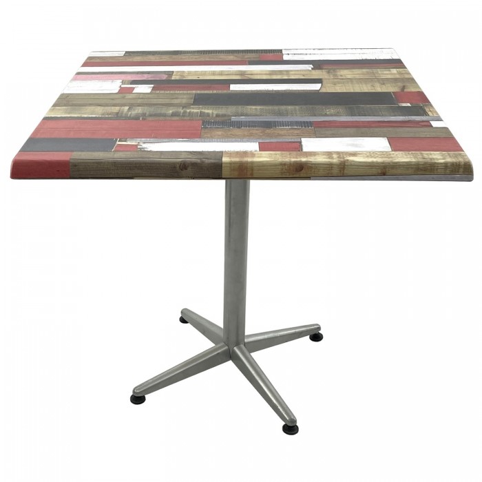 Masa patrata restaurant/cafenea/bistro 80x80xh74cm Raki Redden Wood, blat werzalit si picior metalic gri