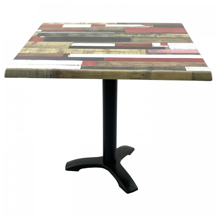 Masa patrata restaurant/cafenea/bistro 80x80xh74cm Raki Redden Wood, blat werzalit si picior negru din metal
