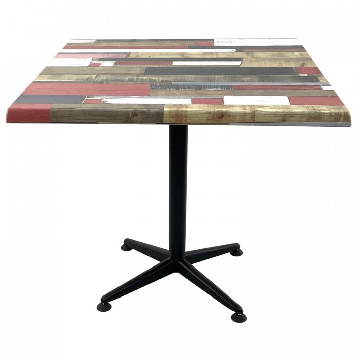 Masa patrata restaurant/cafenea/bistro 80x80xh74cm Raki Redden Wood, blat werzalit si picior negru metalic