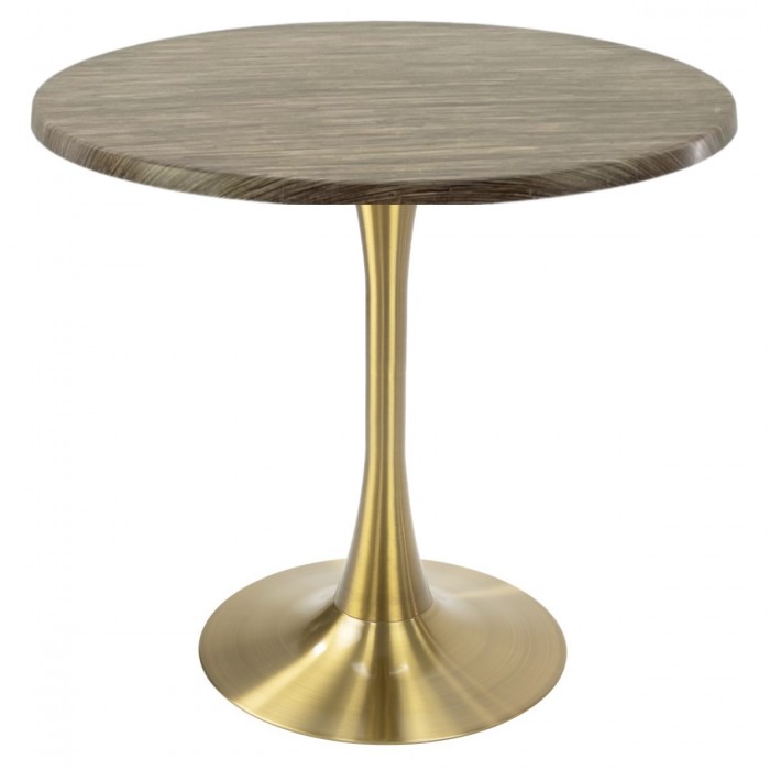 Masa pentru bistro/cafenea rotunda Raki Dark Seagrass, D80xh74cm, blat werzalit si picior central metalic auriu cu baza rotunda 50cm
