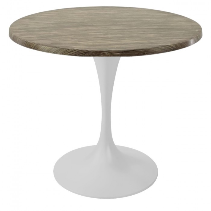 Masa pentru bistro/cafenea rotunda Raki Dark Seagrass, D80xh74cm, blat werzalit si picior metalic alb cu baza rotunda 50cm