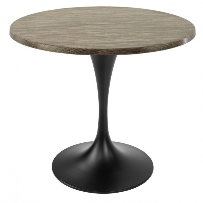Masa pentru bistro/cafenea rotunda Raki Dark Seagrass, D80xh74cm, blat werzalit si picior metalic negru cu baza rotunda 50cm