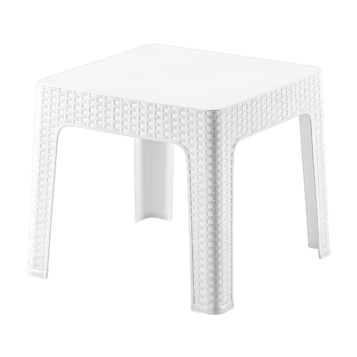 Masa pentru sezlong RAKI plastic tip ratan 44x44xh41cm alba