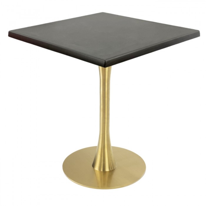 Masa pentru terasa/restaurant patrata Raki New Wenge, 80x80xh74cm, blat werzalit si picior metalic auriu cu baza rotunda 45cm