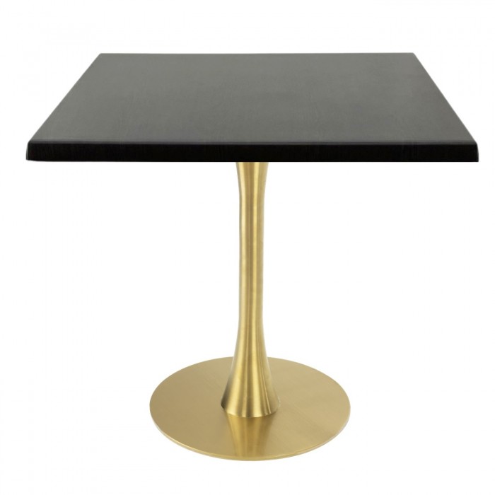 Masa pentru terasa/restaurant patrata Raki New Wenge, 80x80xh74cm, blat werzalit si picior metalic auriu cu baza rotunda 45cm