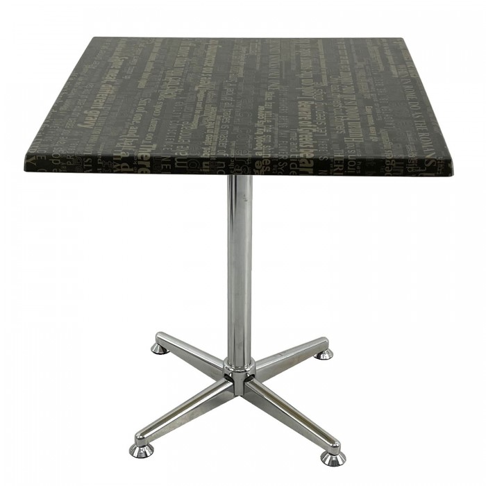 Masa restaurant/cafenea patrata 70x70xh74cm Raki Graphite Night, blat werzalit si picior metalic cromat