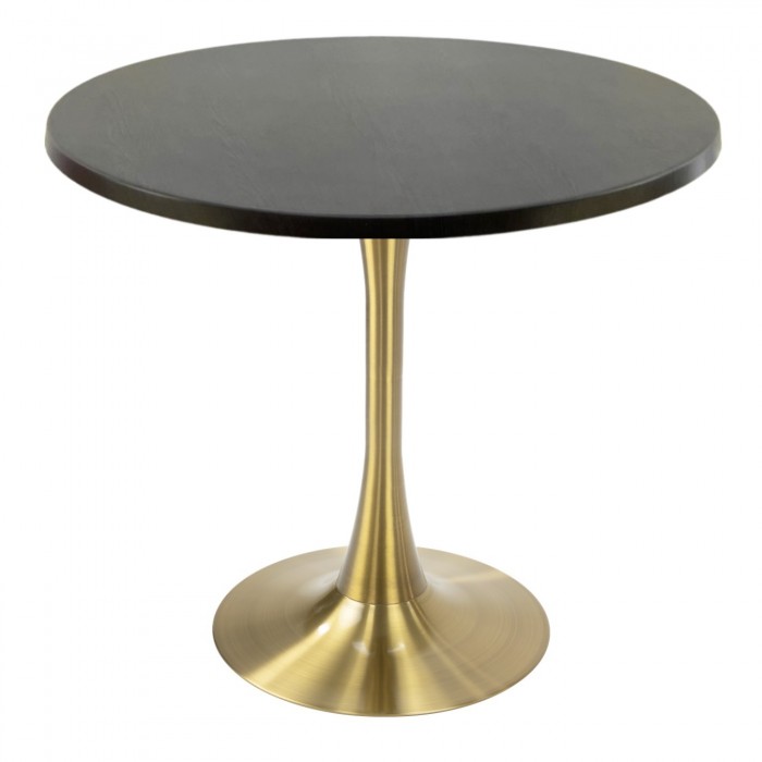Masa restaurant interior/exterior rotunda Raki New Wenge, D80xh74cm, blat werzalit si picior central metalic auriu cu baza rotunda 50cm