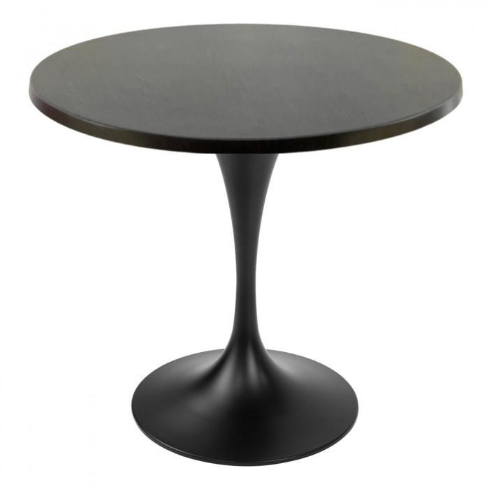 Masa restaurant interior/exterior rotunda Raki New Wenge, D80xh74cm, blat werzalit si picior metalic negru cu baza rotunda 50cm