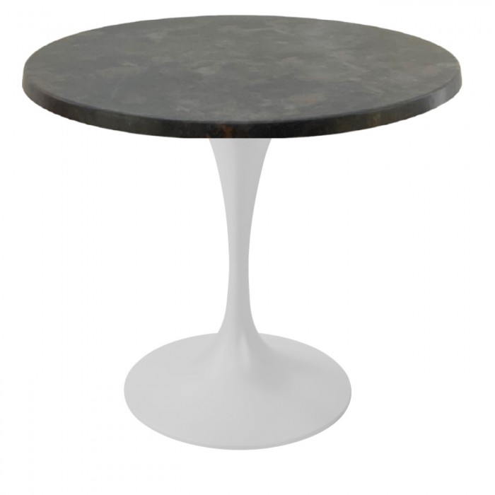 Masa restaurant rotunda Raki Metalic Oxid, D80xh74cm, interior/exterior, blat werzalit si picior metalic alb cu baza rotunda 50cm