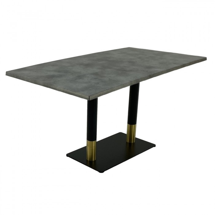 Masa restaurant/terasa dreptunghiulara 140x80xh74cm Raki Copperfield, blat werzalit si baza dubla metalica negru/auriu