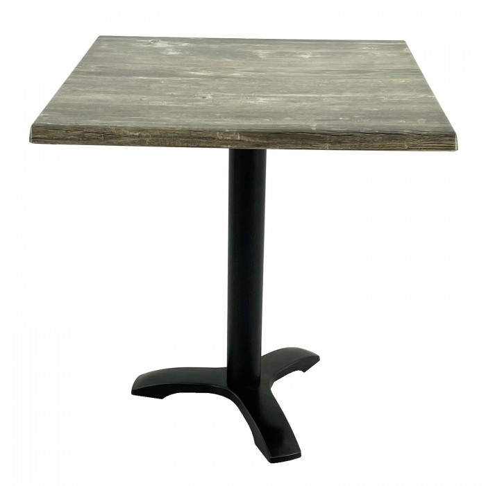 Masa restaurant, terasa patrata 80x80xh74cm Raki Old Pine, blat werzalit si picior metalic negru