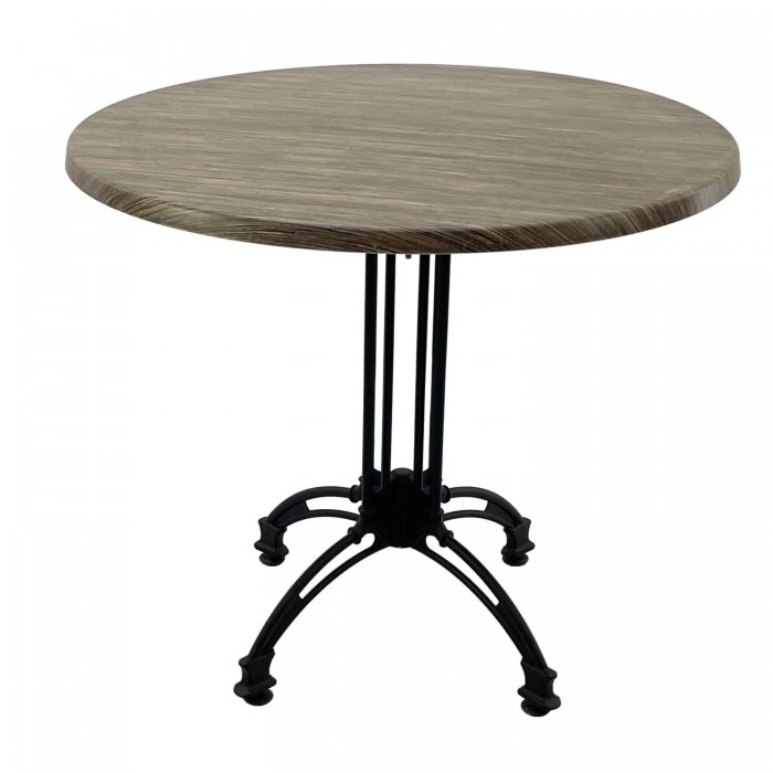 Masa restaurant/terasa rotunda D80xh71cm Raki Dark Seagrass, blat werzalit si baza retro din aluminiu