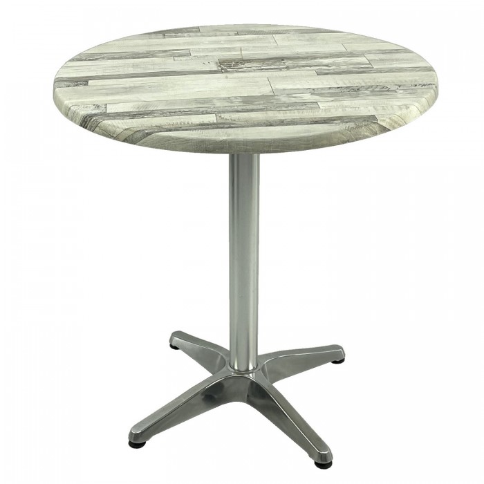 Masa rotunda bistro D70xh74cm Raki White Block, blat werzalit si baza din aluminiu
