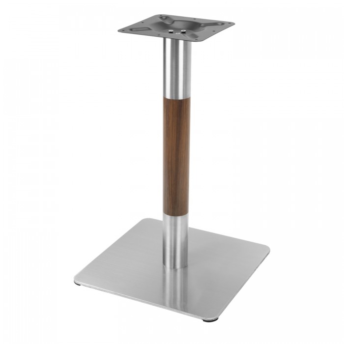 Masa rotunda bistro Raki Copperfield, D60xh74cm, interior/exterior, blat werzalit si picior metalic cu baza patrata argintiu cu accente aspect lemn