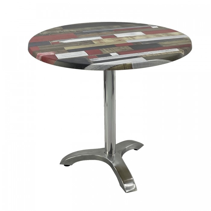 Masa rotunda D80xh74cm Raki Redden Wood, blat werzalit si picior aluminiu