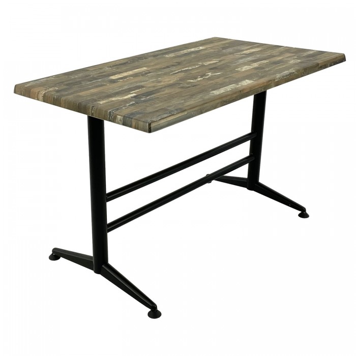 Masa terasa/restaurant dreptunghiulara 120x70xh74cm Raki Maracaibo, blat werzalit si baza metalica neagra clasic