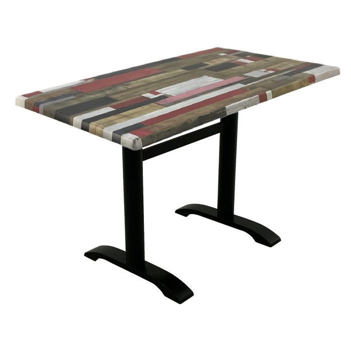 Masa terasa/restaurant dreptunghiulara Raki Redden Wood, 120x70xh74cm, blat werzalit si picior metalic negru