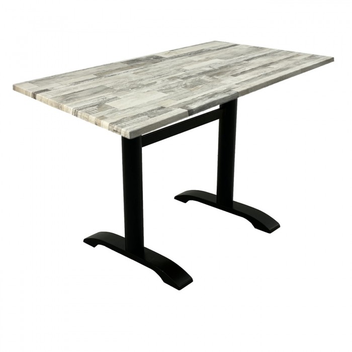Masa terasa/restaurant dreptunghiulara Raki White Block, 120x70xh74cm, blat werzalit si picior metalic negru