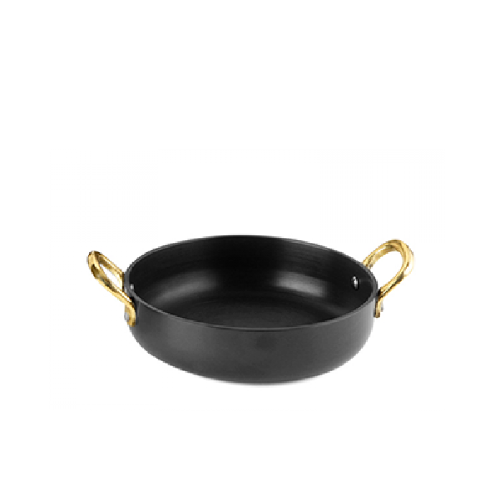 Mini tava din aluminiu cu manere, CULINARO, D13,5xh3,5cm, neagra