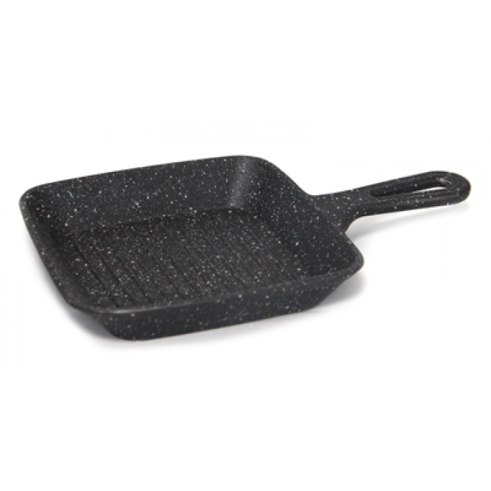 Mini tigaie pentru servire, aluminiu, CULINARO, 15x15xh2,6cm, neagra